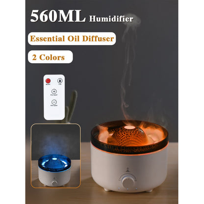 Flame Volcano Humidifier Aroma Diffuser Ultrasonic Cool Mist Maker Fogger LED Essential Oil Jellyfish Difusor Fragrance Home