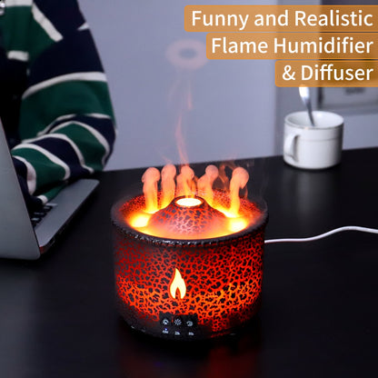 Flame Volcano Humidifier Aroma Diffuser Ultrasonic Cool Mist Maker Fogger LED Essential Oil Jellyfish Difusor Fragrance Home