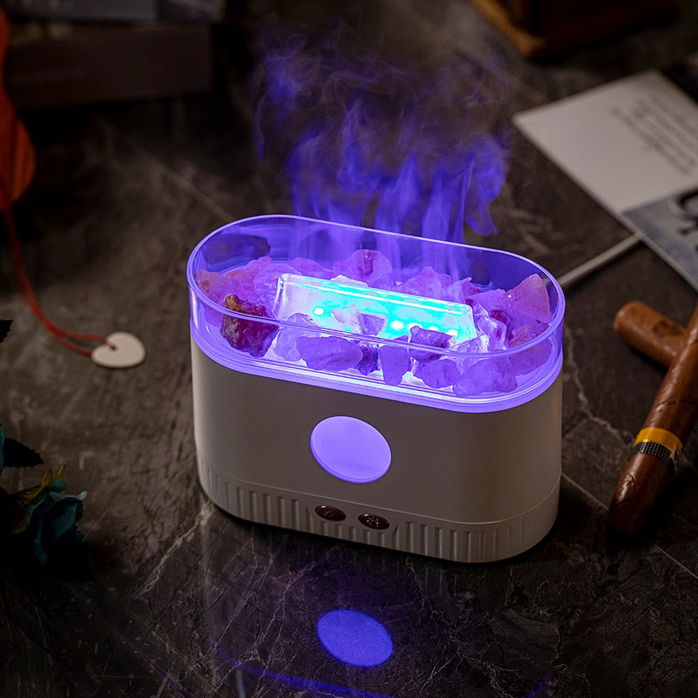 7 Colors Natural Rock Fire Flame Aroma Oil Diffuser Essential Oils Air Humidifier and Flavoring Electric Smell for Home Bedroom