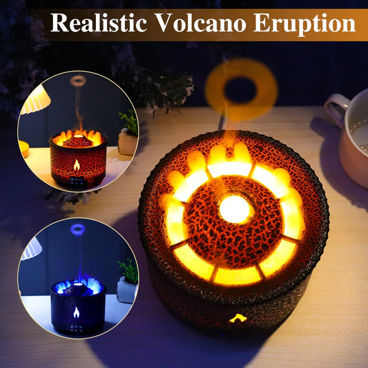 Flame Volcano Humidifier Aroma Diffuser Ultrasonic Cool Mist Maker Fogger LED Essential Oil Jellyfish Difusor Fragrance Home