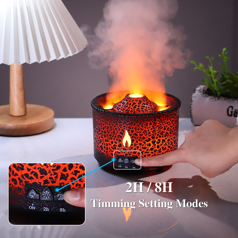 Flame Volcano Humidifier Aroma Diffuser Ultrasonic Cool Mist Maker Fogger LED Essential Oil Jellyfish Difusor Fragrance Home