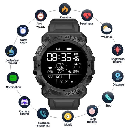 Smart Watch Sports Bluetooth Reminder Color Screen Fd68s Health Monitoring Wear Watch Black