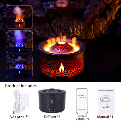 Flame Volcano Humidifier Aroma Diffuser Ultrasonic Cool Mist Maker Fogger LED Essential Oil Jellyfish Difusor Fragrance Home