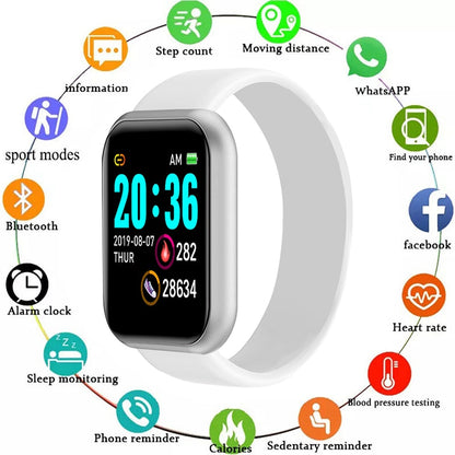 Y68 Bluetooth Smart Watch Men Women Smart Watch Heart Rate Blood Pressure Blood Oxygen Monitoring Multifunctional Remind