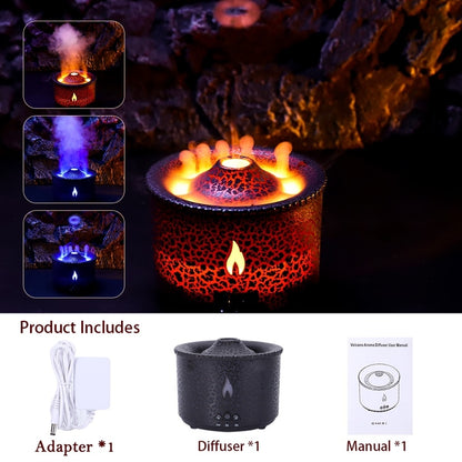 Flame Volcano Humidifier Aroma Diffuser Ultrasonic Cool Mist Maker Fogger LED Essential Oil Jellyfish Difusor Fragrance Home