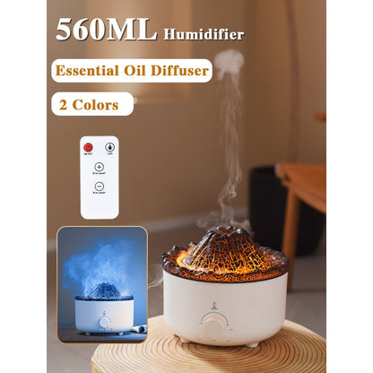 Flame Volcano Humidifier Aroma Diffuser Ultrasonic Cool Mist Maker Fogger LED Essential Oil Jellyfish Difusor Fragrance Home