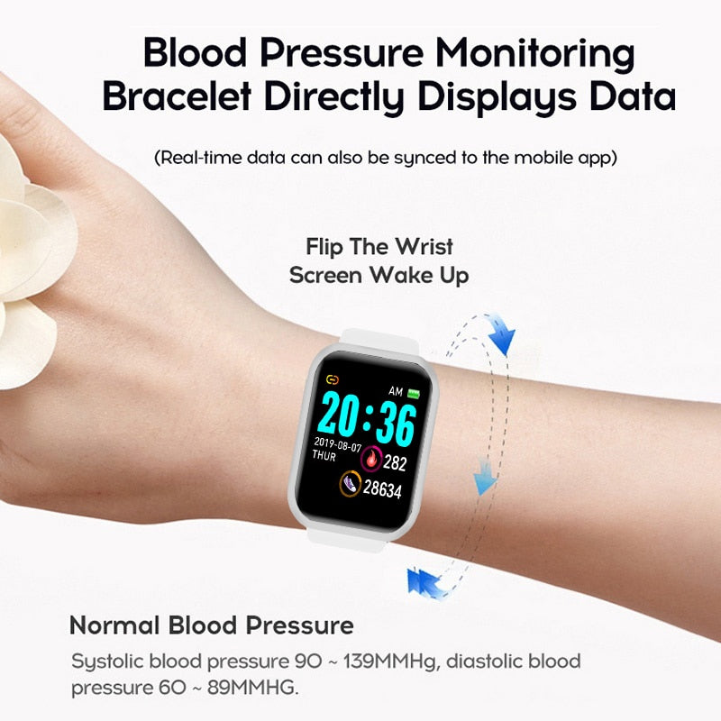 Y68 Bluetooth Smart Watch Men Women Smart Watch Heart Rate Blood Pressure Blood Oxygen Monitoring Multifunctional Remind